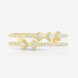 0.5ct Round Cut Moissanite Tiled Split Wedding Band 14k Yellow Gold Plated
