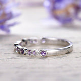 0.3ct Round Cut Purple Amethyst Wedding Band Anniversary 14k White Gold Finish