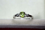0.4ct Engagement Ring Oval Cut Green Peridot Solitaire 14k White Gold Finish