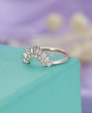 1ct Baguette Round Cut Diamond Crown Band Engagement Ring 14k Rose Gold Finish