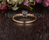 0.5ct Round Cut Simulated Blue Sapphire Minimalist Ring 14k Yellow Gold Plated