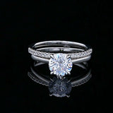 2Ct Round Cut Diamond Classic Bridal Set Engagement Ring 14K White Gold Finish