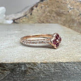 0.5ct Round Cut Simulated Pink Ruby Floral Engagement Ring 14k Rose Gold Plated