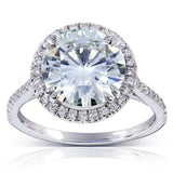 2.2ct Round Cut Moissanite Halo Women Engagement Ring 14k White Gold Plated