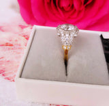 3Ct Round Cut Diamond Milgrain Vintage Engagement Ring 14K Dual Tone Gold Finish