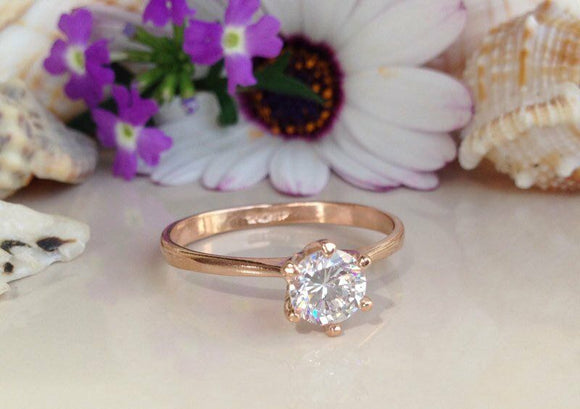 0.4ct Round Cut Diamond Engagement Ring 14k Rose Gold Finish 4 Prong Solitaire