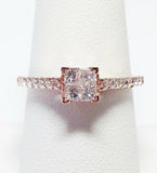2Ct Princess Cut Diamond Engagement Ring 14K Rose Gold Finish with Round Accents