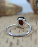 1ct Engagement Ring Pear Cut Red Garnet Swirl Solitaire 14k White Gold Finish