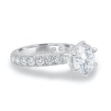 2.1ct Round Cut Moissanite Pave Accents Engagement Ring 14k White Gold Plated