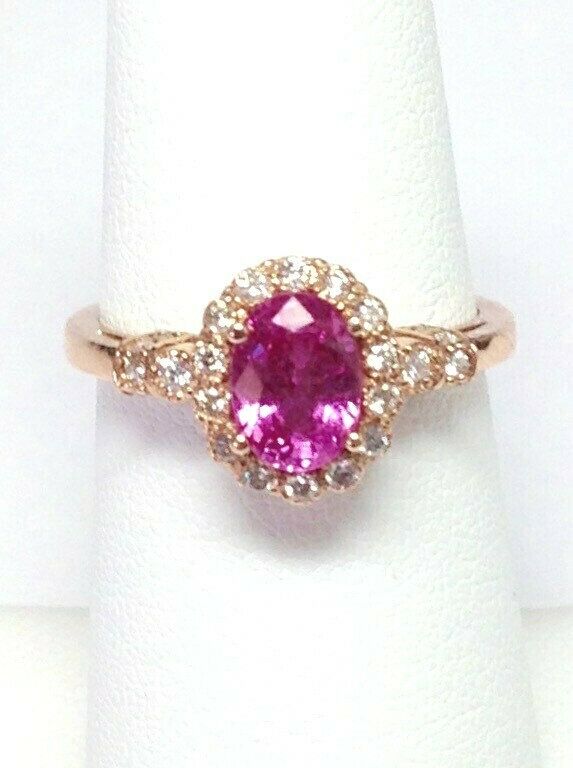 2Ct Oval Cut Pink Sapphire Diamond Vintage Engagement Ring 14K Rose Gold Finish
