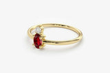 0.4ct Engagement Ring Oval Cut Ruby Two Stone Minimalist 14k Yellow Gold Finish