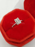0.5ct Emerald Simulated Diamond Solitaire Engagement Ring 14k White Gold Plated