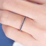 0.2ct Round Cut Simulated Sapphire Half Eternity Wed Band 14k White Gold Plated