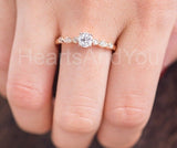 0.55ct Round Cut Moissanite Milgrain Women Engagement Ring 14k Rose Gold Plated