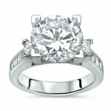 3ct Round Cut Diamond Princess Accents Solitaire Ring 14K White Gold Finish