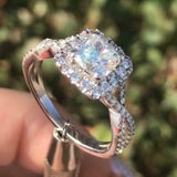 2.5Ct Cushion Cut Diamond Halo Split Band Engagement Ring 14K White Gold Finish