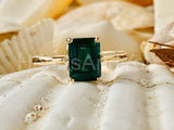 2.2ct Green Emerald Cut Simulated Solitaire Engagement Ring 14k WhiteGold Plated