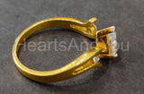 0.5ct Pear Cut Simulated Diamond Solitaire Trilogy Ring 14k Yellow Gold Plated