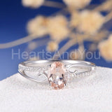 1ct Oval Cut Simulated Peach Morganite Split Shank Ring 14k Yellow Gold Plated