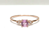 0.5ct Round Cut Pink Sapphire Trilogy Minimalist Ring 14k Rose Gold Finish