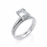 1.5ct Emerald Cut VVS1D Diamond Engagement Ring Bridal Set 14k White Gold Finish