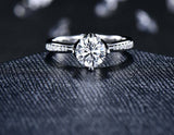 2.2ct Engagement Ring Round Cut Diamond Accents Solitaire 14k White Gold Finish