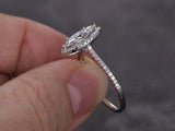 1.5ct Marquise Cut Diamond Halo Ring 14k White Gold Finish with Round Accents