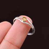 0.23ct Engagement Ring Round Cut Yellow Sapphire Split Shank 14k White Gold Over