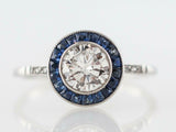 2ct Round Cut Diamond Engagement Ring Art Deco Sapphire Halo 14k White Gold Over