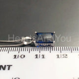 1ct Radiant Simulated Sapphire Solitaire Pendant 14k White Gold Plated NO CHAIN