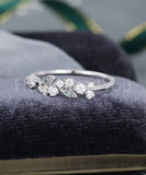 0.5ct Round Cut Moissanite Floral Stacking Wedding Band 14k White Gold Plated