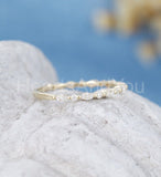 0.3ct Marquise Simulated Diamond Minimalist Wedding Band 14k Yellow Gold Plated