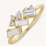 0.3ct Baguette Simulated Diamond Cluster Engagement Ring 14k Yellow Gold Plated