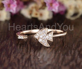 0.5ct Round Cut Moissanite Fish Shaped Women Wedding Band 14k Yellow Gold Plated