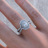 5Ct Oval Cut Diamond Split Shank Dual Halo Engagement Ring 14K White Gold Finish