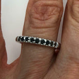 0.25ct Round Cut Black Diamond Wedding Band Stackable 14k White Gold Finish