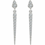0.5ct Round Cut VVS1 D Diamond Pointed Drop Earrings Women 14k White Gold Finish