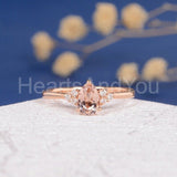 1ct Pear Cut Simulated Morganite Minimalist Engagement Ring 14k Rose Gold Plated
