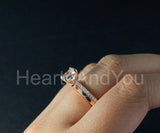 2ct Round Cut Simulated Morganite Solitaire Accents Ring Set 14k RoseGold Plated