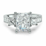 4.5ct Radiant Cut Diamond Princess Accents Engagement Ring 14K White Gold Finish