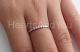 0.3ct Round Cut Moissanite Minimalist Women Wedding Band 14K White Gold Plated