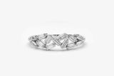 1.2ct Wedding Ring Band Baguette Cut Diamond Cluster Design 14k WhiteGold Finish