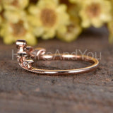 0.12ct Round Cut Moissanite Leaf Vine Women Wedding Band 14k Rose Gold Plated