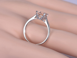 1.6ct Emerald Cut Peach Morganite Engagement Ring Solitaire 14k White Gold Over