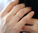 0.3ct Engagement Ring Round Cut Diamond Minimalist Design 14k Yellow Gold Finish