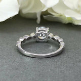Accents Solitaire Engagement Ring 1.5ct Round Cut Diamond 14k White Gold Finish