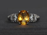 2.4ct Oval Cut Yellow Citrine Solitaire Split Shank Ring 14k White Gold Finish