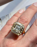 2.2ct Asscher Cut Simulated Diamond Halo Engagement Ring 14k Yellow Gold Plated