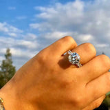 4Ct Round Cut Diamond Solitaire with Accent Engagement Ring 14K White Gold Finis