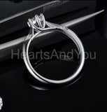 0.5ct Round Cut Moissanite Solitaire Round Accents Ring 14k White Gold Plated